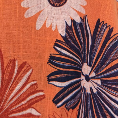 Floral Cotton T-shirt L-XL like new, orange