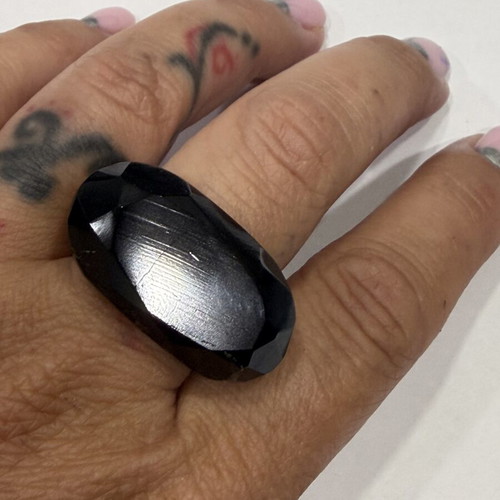 Ring with solid black tourmaline new
