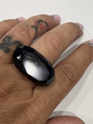 Ring with solid black tourmaline new