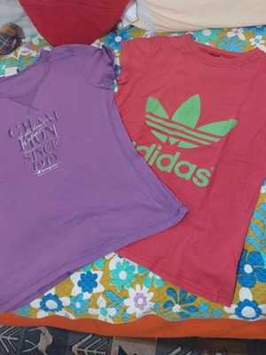 Champion T-shirt used with 1 free T-shirt, purple, size S