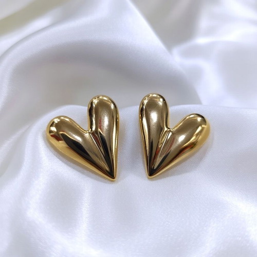 Gold Heart Earrings New, Gold Color Stainless Steel