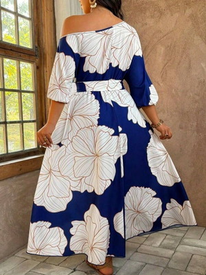 Shein Curve Dress 5XL like new, white and blue
