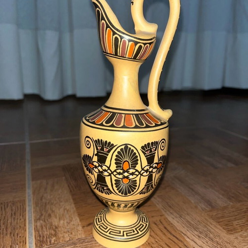 Decorative vase of ancient Greek type like new with handmade depiction