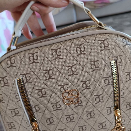 Shoulder and Handbag Set new, beige with gold details
