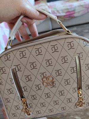 Shoulder and Handbag Set new, beige with gold details