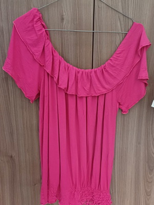 Ysatis strapless blouse used, fuchsia, size M