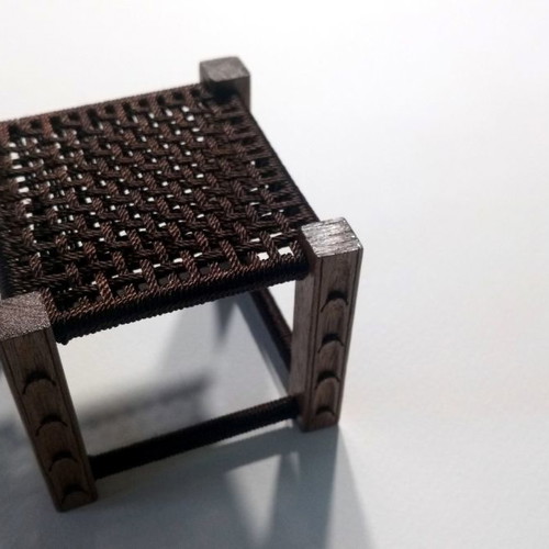 Wooden carved miniature stool new from walnut