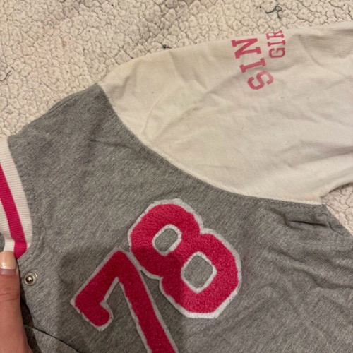 College jacket like new, gray and pink, size S