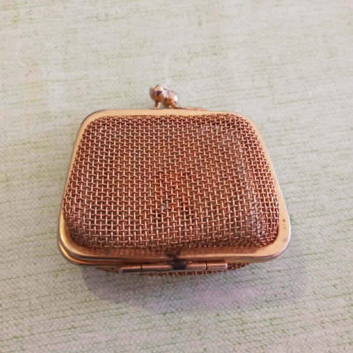 Vintage Metal Mesh Coin Purse Double with Number 74 in Like New Condition