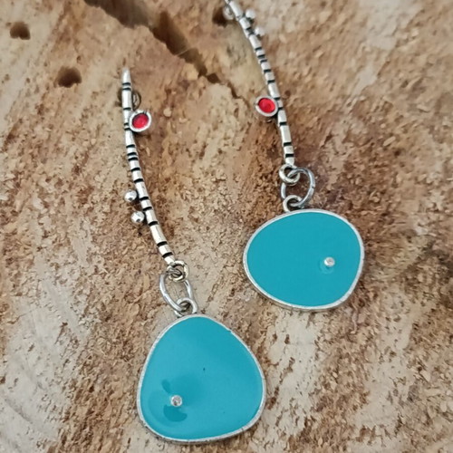 Handmade enamel drop earrings metal new