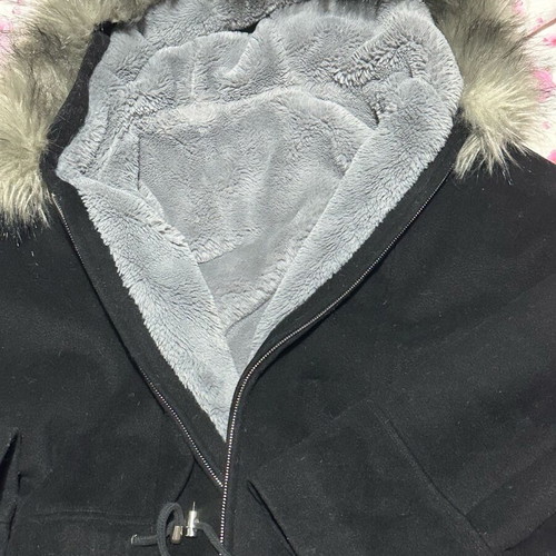 Toi&Moi reversible fur coat large like new, black and gray