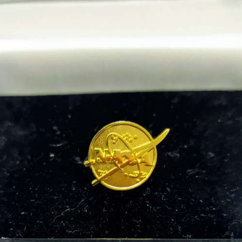 Vintage gold NASA lapel pin new with original case