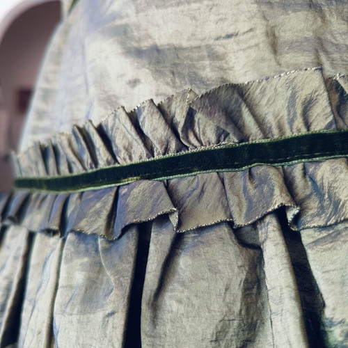 "Please" mini skirt with ruffles S like new, green