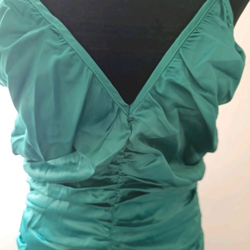 Discodaydream satin ruched strapped mini dress, Miss Pap, size M, new, emerald