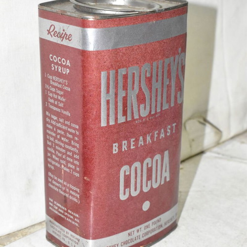 Hershey’s Cocoa metal tin used, vintage retro collectible