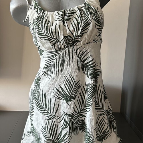 Topshop short summer dress, white and green, size S/M