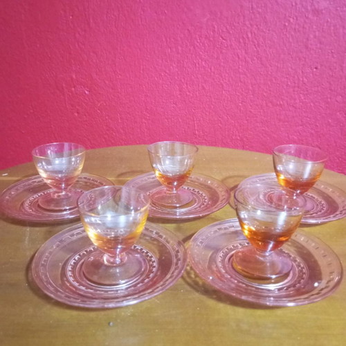 Vintage liqueur glasses with dessert plates new