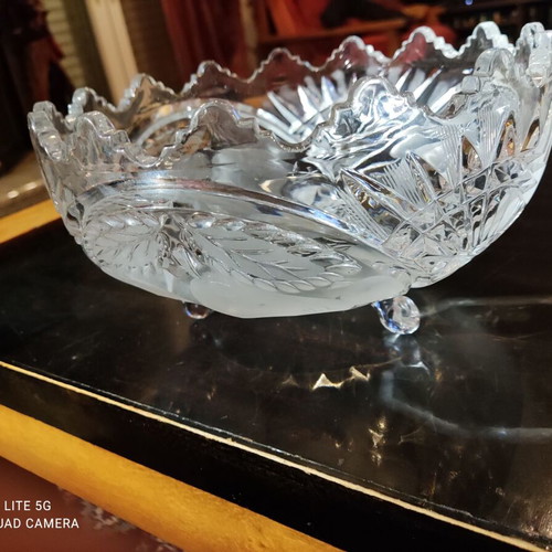 Carved crystal fruit bowl new
