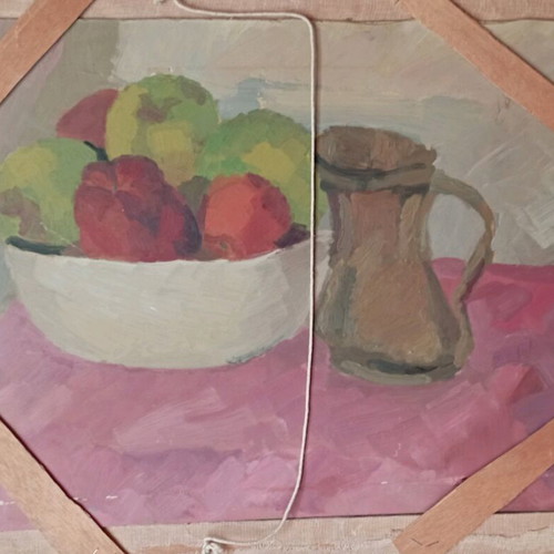 Oil painting Despoina Paraskevopoulou painted also on back