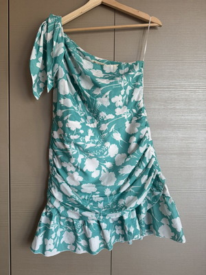 Karavan dress with one shoulder like new, turquoise, size L