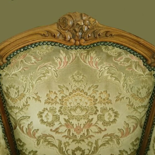 Classic Louis XV living room set, handmade, like new, walnut wood, 6 pieces