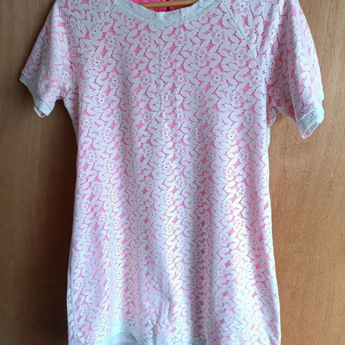 Tezenis summer dress with white lace and fuchsia lining used