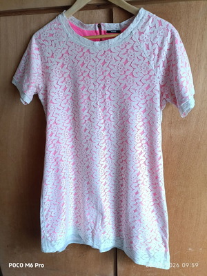 Tezenis summer dress with white lace and fuchsia lining used