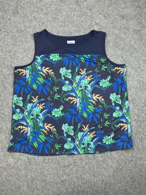 Columbia Plus Size Navy Tropical Floral Active Tank Top like new, 3X