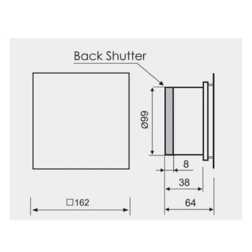 Bathroom extractor fan white short neck new, 169m³/h airflow, wall type