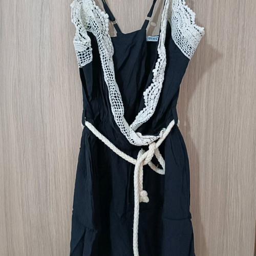 Exxes Fashion black one-piece shorts like new with lace and rope belt