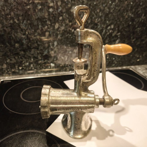 Meat grinder used, manual cast iron, Czechoslovakia made