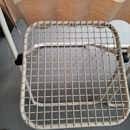 Talin folding chairs used, metal grid design, set of 2, 1980