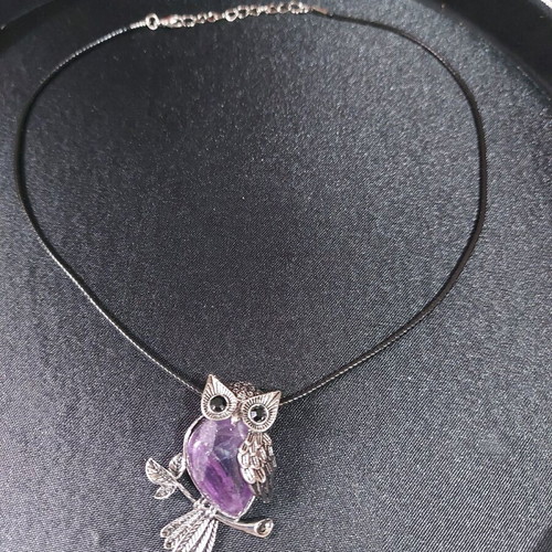 Necklace with amethyst semi-precious stone new
