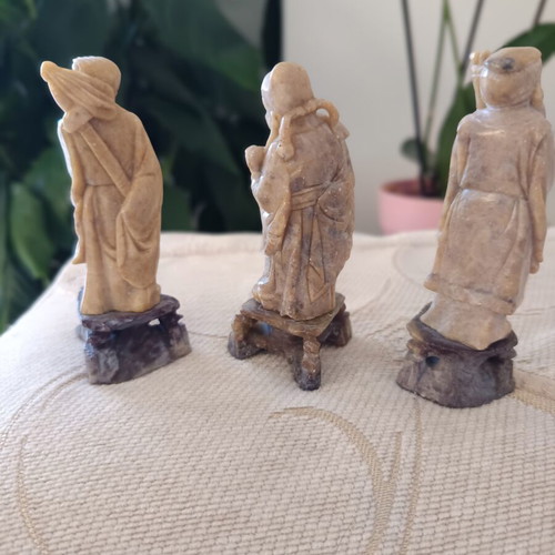 Feng Shui Three Wise Men soapstone figurines like new