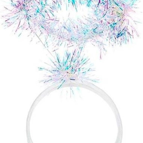 Christmas headband halo velour white with holographic tinsel new