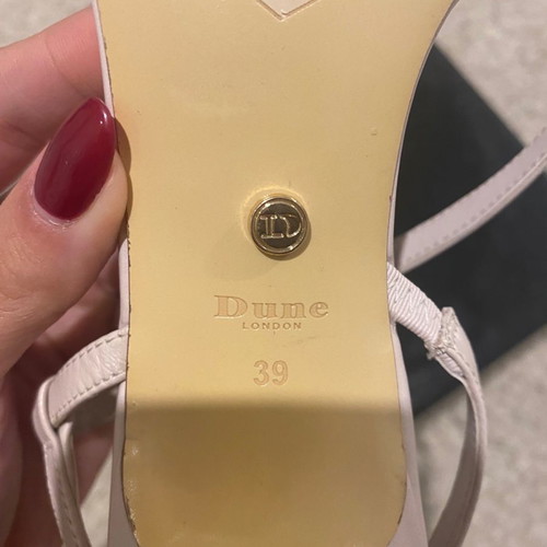Dune London women's leather sandal used, beige, size 39, 4 cm heel