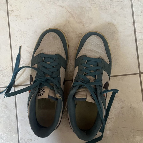 Nike Dunk Low sneakers used, blue and turquoise, size 38