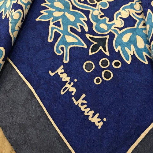 Marja Kurki vintage silk scarf 115/115 cm like new, blue