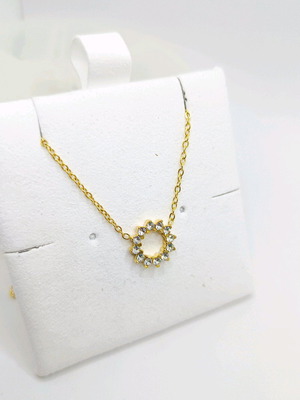 Women's necklace with zircon new, stainless steel, gold plated