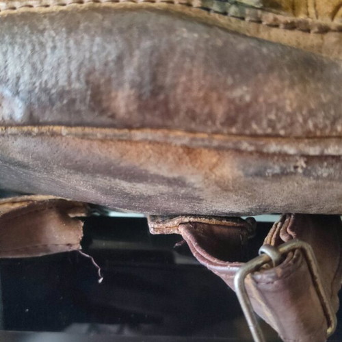 Handmade leather backpack used with adjustable straps