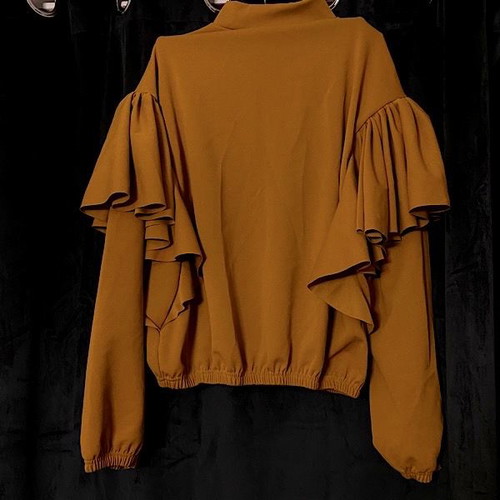 Women's cardigan with zipper mustard color, Greek product