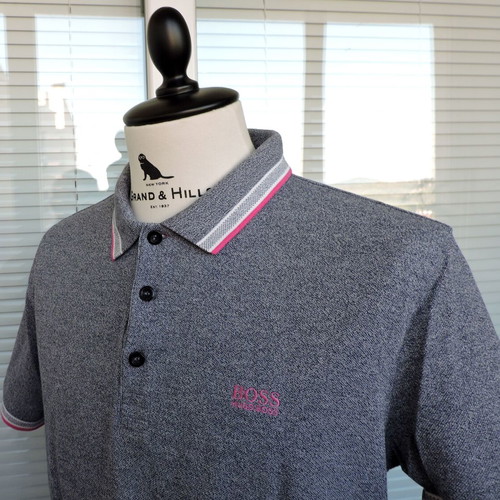 Hugo Boss Paddy men's grey polo shirt, size L, 100% cotton