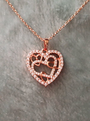Κολιέ Καρδιά Rose Gold καινούργιο από 925 Ασήμι με Κρύσταλλα