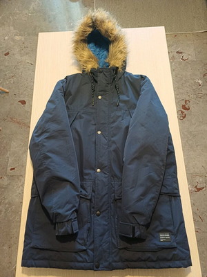 Jack & Jones Ανδρικό Μπουφάν XL σαν καινούργιο, σκούρο μπλε με γούνα