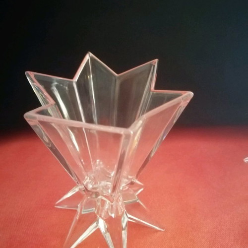 Crystal star-shaped candlesticks new, German origin, set of 2