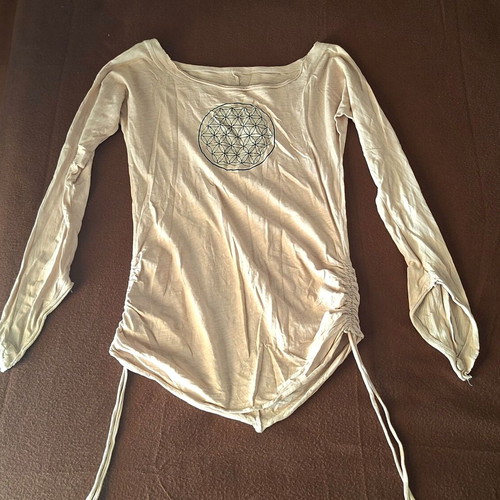 Omnitom Yoga Wear linen blouse, size Small, beige