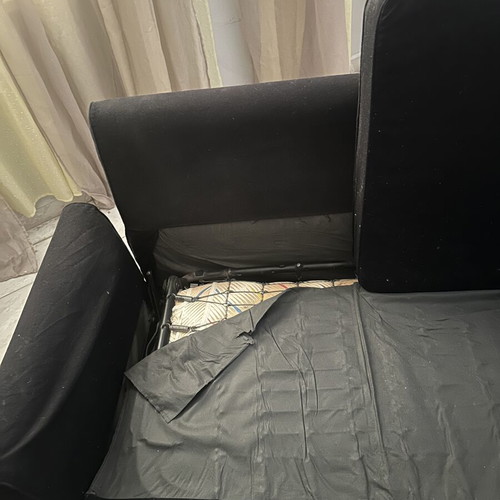 Two-seater sofa bed, black