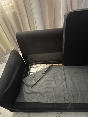Two-seater sofa bed, black