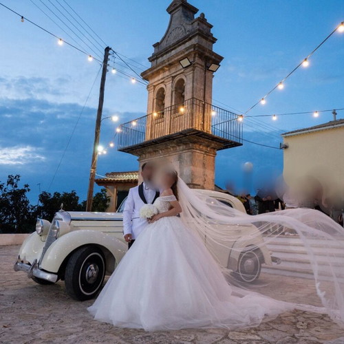 Custom Made Wedding Dress like new, princess ball gown with embroidery and veil