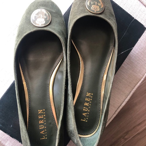 Ralph Lauren suede ballerinas like new, olive, size 40